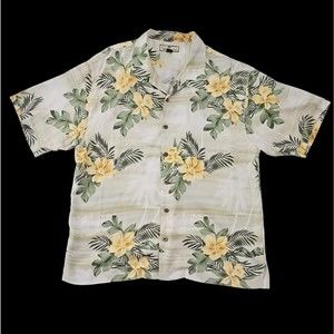 Tommy Bahama Hawaiian Floral Aloha Silk Short Sleeve Button Shirt XL MultiColor
